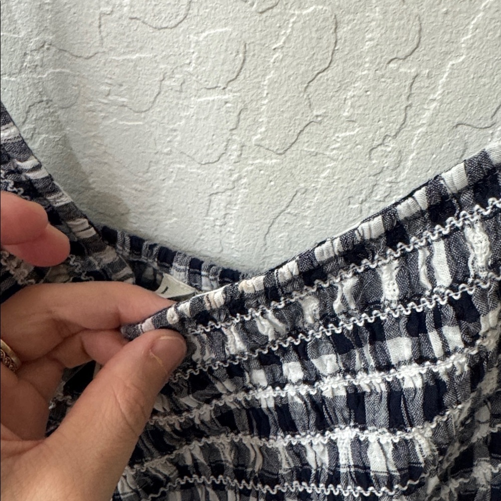 American Eagle Gingham Plaid Blue White Bella Mini Bubble Dress Small NWT - Picture 7 of 8